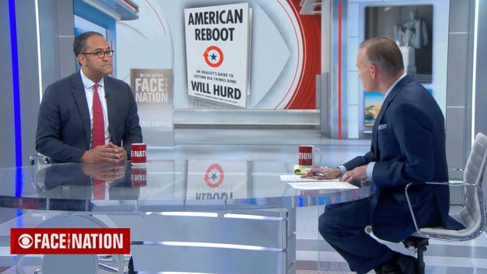 Representative William Hurd discussing the book with John Dickerson on Face the Nation.