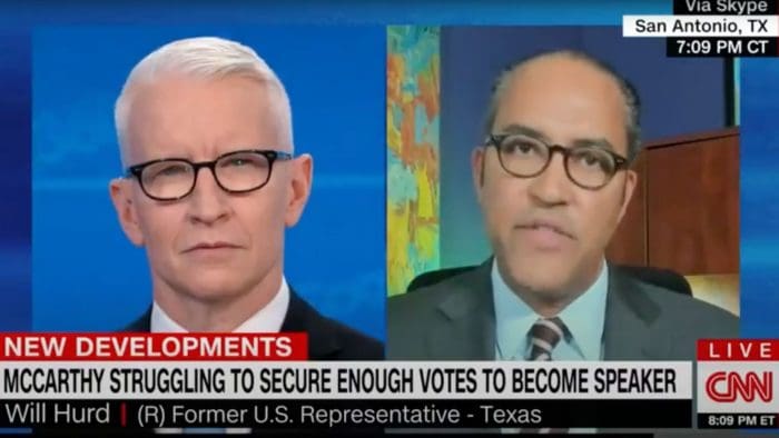 Will Hurd discusses Congressman Kevin McCarthy's fight to secure votes to become Speaker, on Anderson Cooper 360