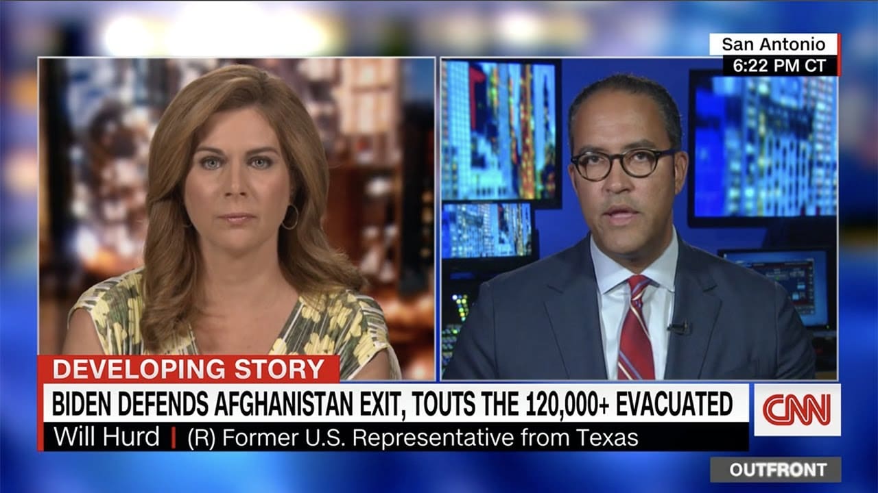 Will Hurd talkin with CNN's Erin Burnett about the Afghan Refugee Dilemma