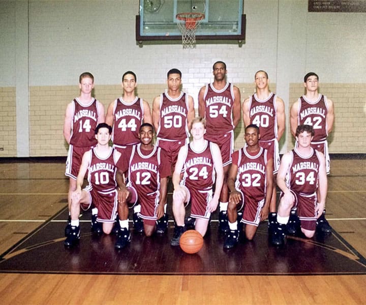Will Hurd and his basketball team at the John Marshall High School