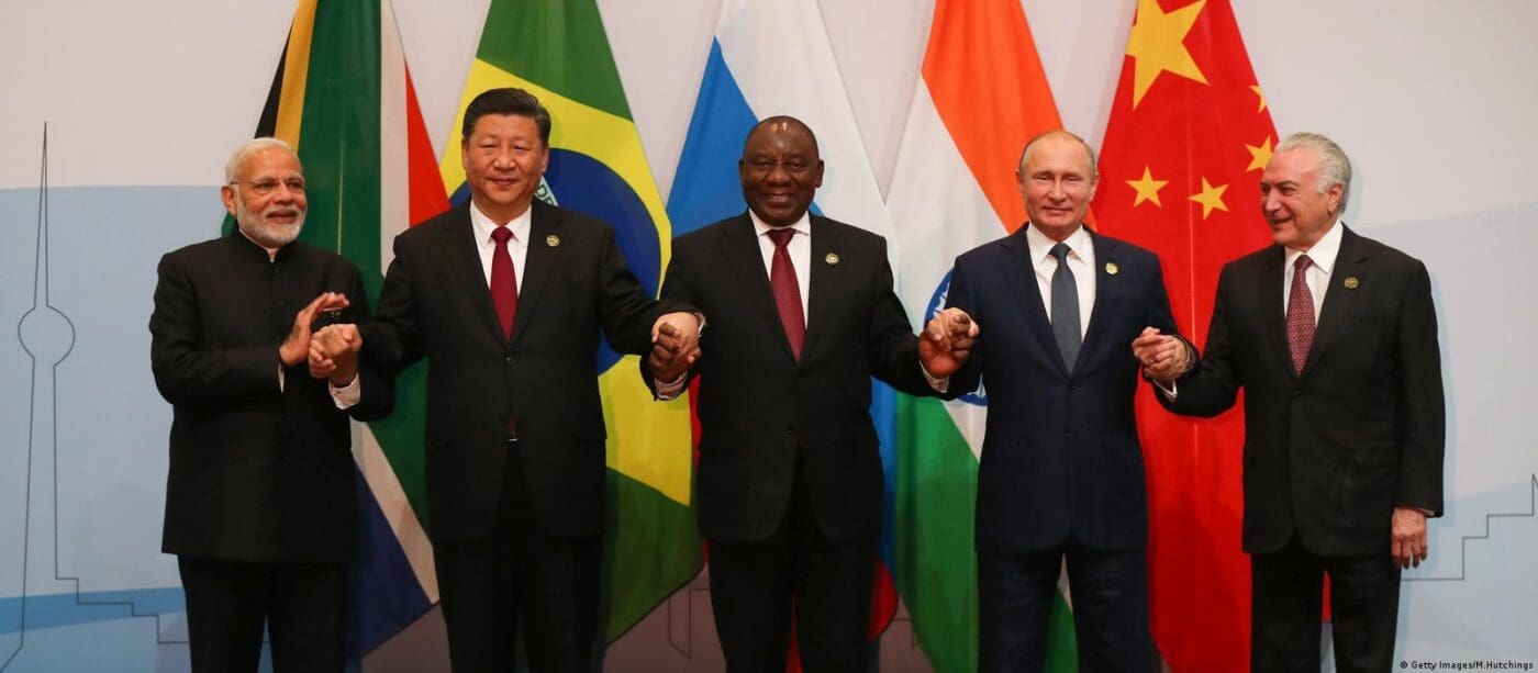 Photo: The leaders of the BRICS alliance -- Current Indian Prime Minister Narendra Modi, President of the People's Republic of China Xi Jinping, South African President Cyril Ramaphosa, President of Russia Vladimir Putin, and former President of Brazil Michel Temer - M. Hutchings (2019)