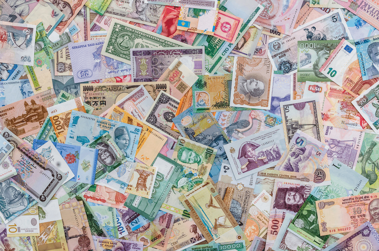 Photo: Foreign currency from around the world.