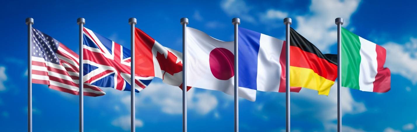 Photo: Flags of the G7 nations.