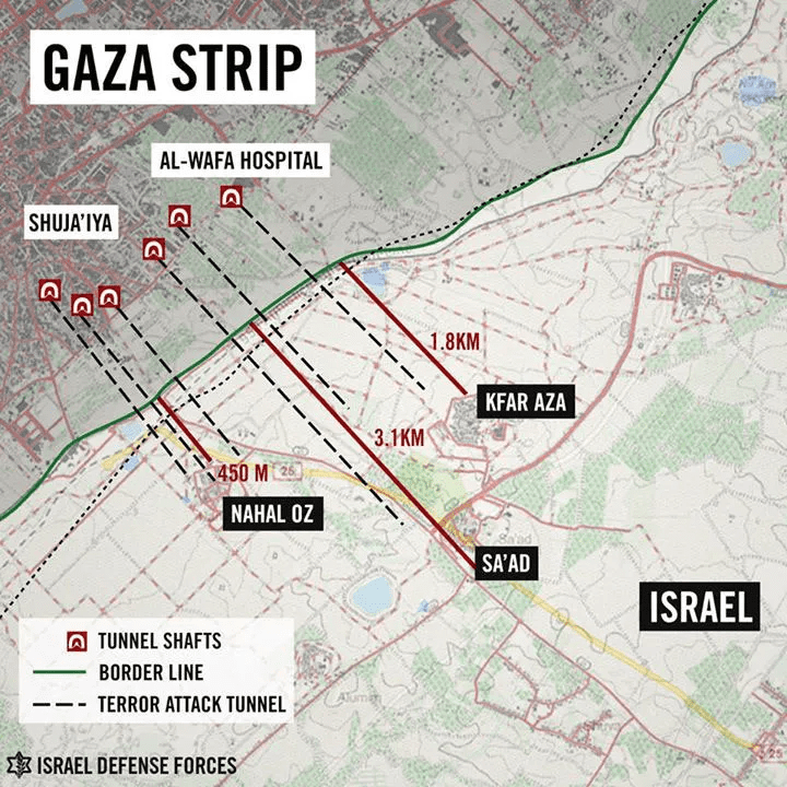 Photo: Hamas tunnels entering Israeli communities near the Gaza border. Israeli Defense Force